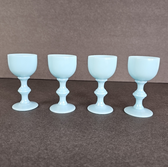 PV France Portieux Vallerystahl Cordial Glasses Blue Set Of 4 - Picture 2 of 7